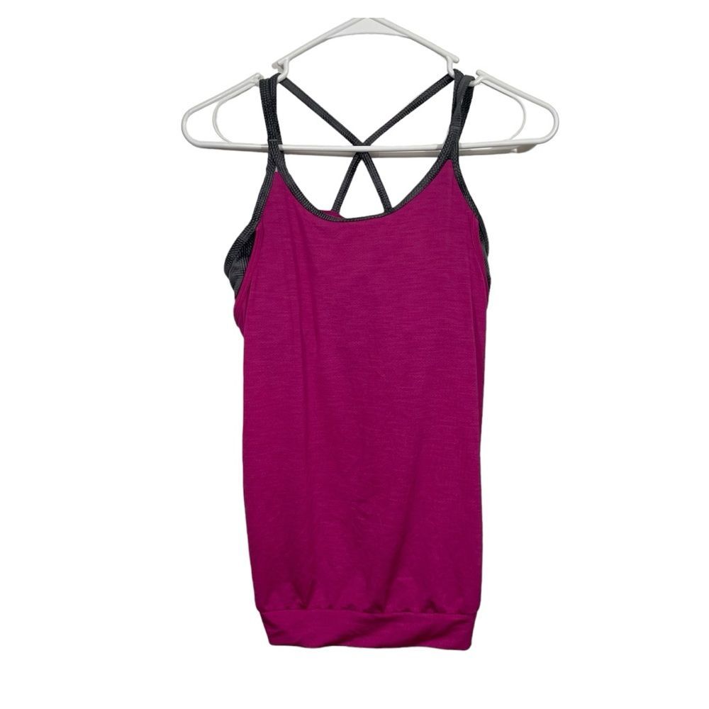 Athleta Girl Magenta Strappy Built In Bra Tank Top